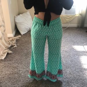 Sadly and Lu wide bell turquoise patterned pants
